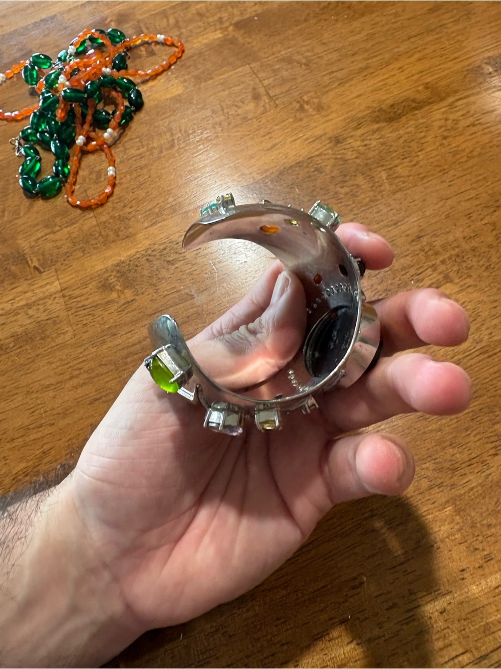 Marc Jacob Silver-Tone Multi-Gem Cuff Bracelet with Cameo Accent - Silver/Bronze - Picture 7 of 7